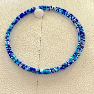 Silpada RARE Blue Seed Beaded Choker Necklace Vintage Retired Wrap Around